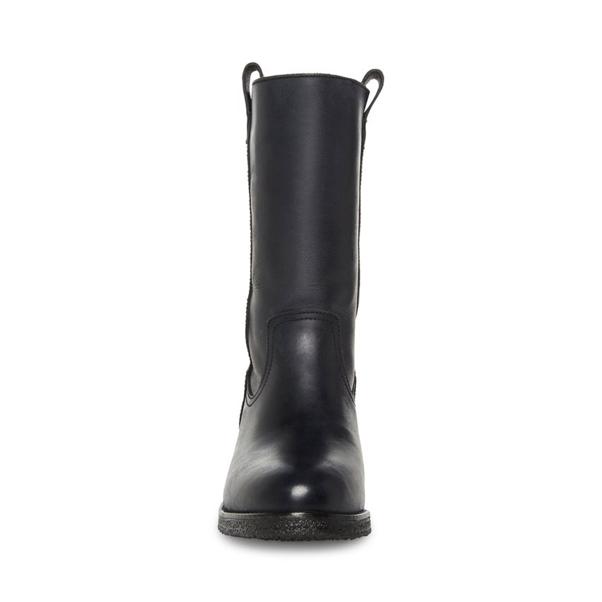 Black Steve Madden Winny Leather Women's High Boots | PH 8691TPE